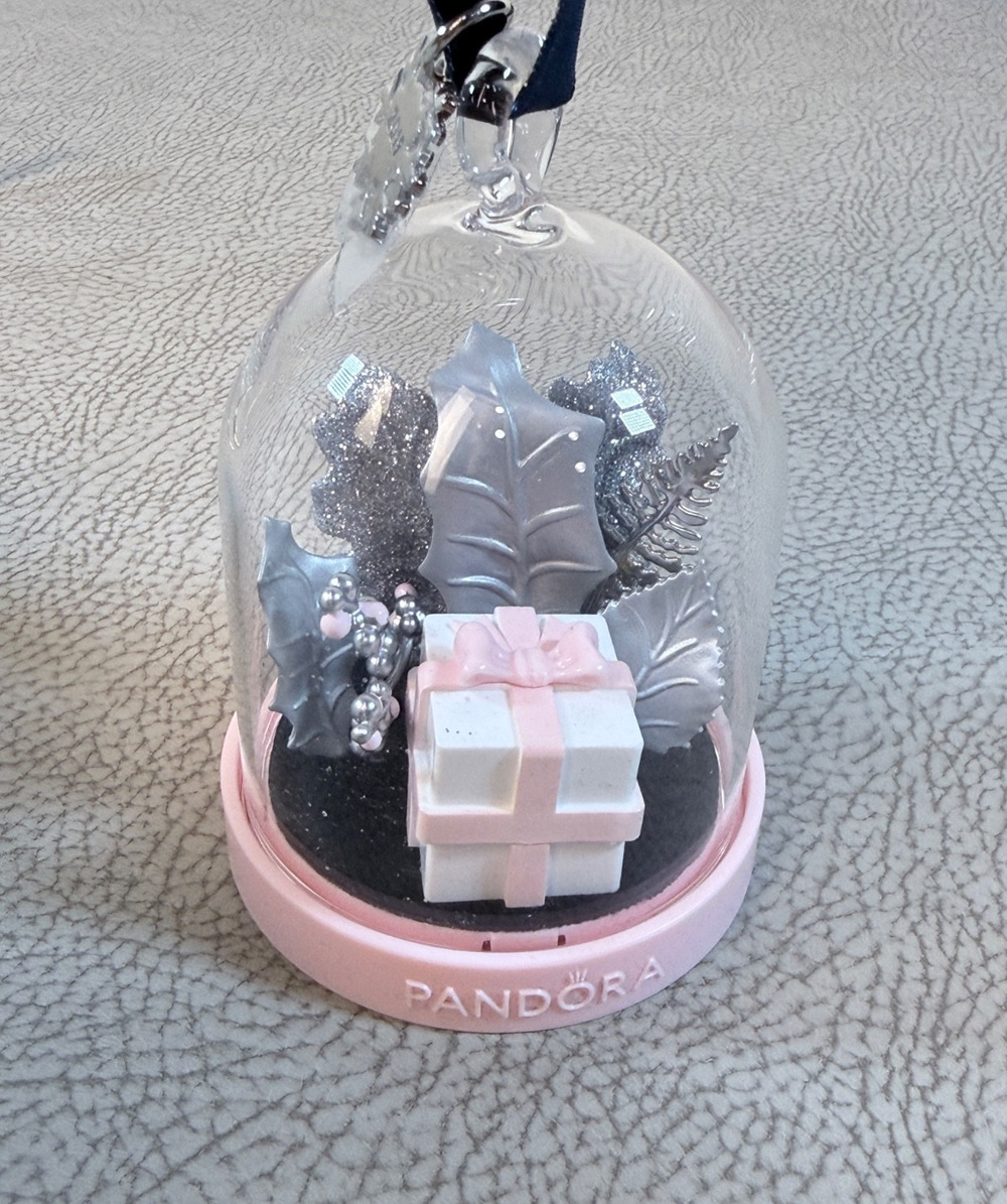 Pandora 2019 Christmas Ornament Charm Holder NEW Gift Box Pink Silver